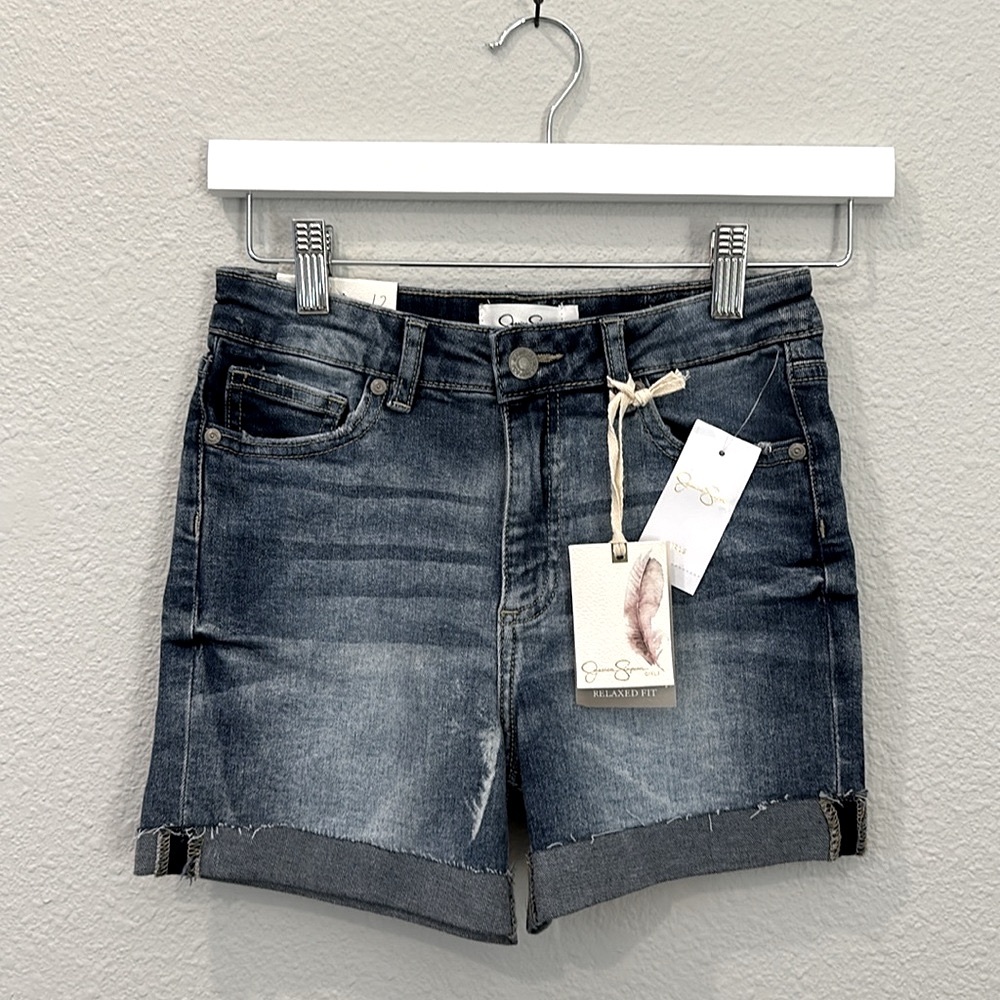 🆕 NWT Jessica Simpson Emma Mid-Rise Roll Cuff Skinny Jean Shorts